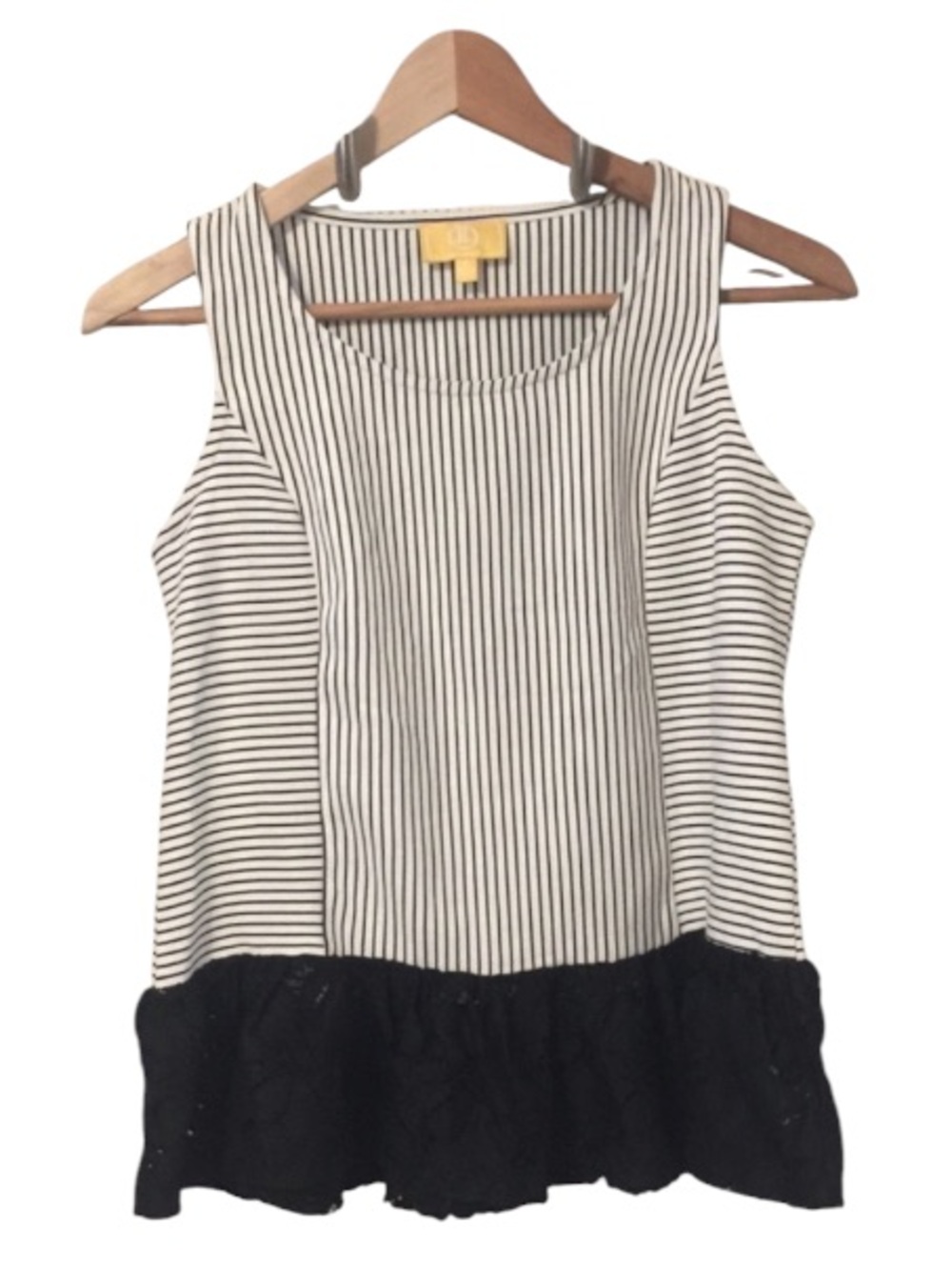 Liz Lange Striped Lace Peplum Sleeveless Stretchy Scoop Neck Top Sz S